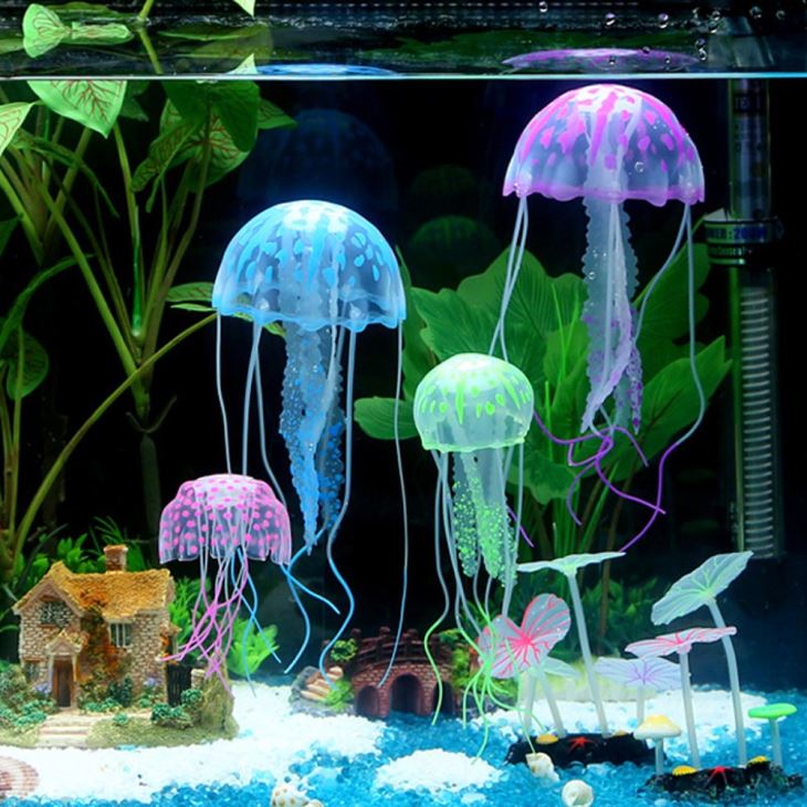 Silicone Rubber Simulation Jellyfish Decoration For Fish Tank