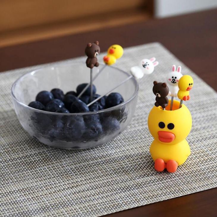 Silicone Stainless Steel Party Snack Markers Design Fork