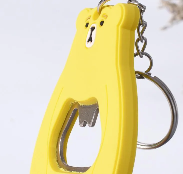 2D Cute Bear Pvc Soft Plastic Bottle Opener Keychain