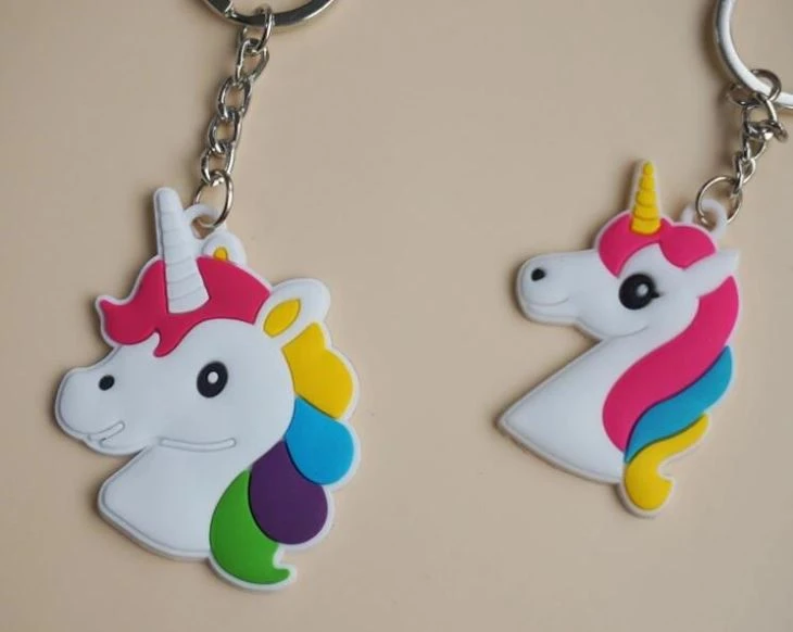 Amazon Cartoon Unicorn Luminous 3D PVC Rubber Key Chain