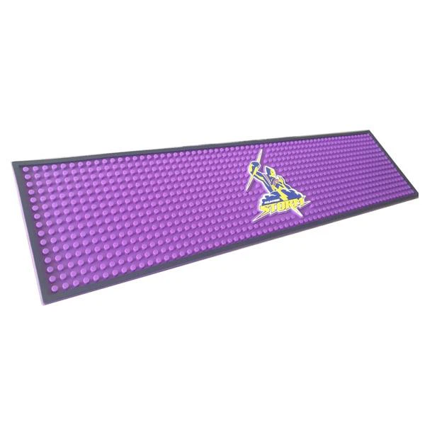 PVC Gummi Lila Bar Mat Runner Barmat Med 3D -logotyp
