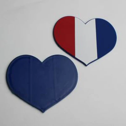 Hjärtformad fransk flagga PVC-dalbana Placemat