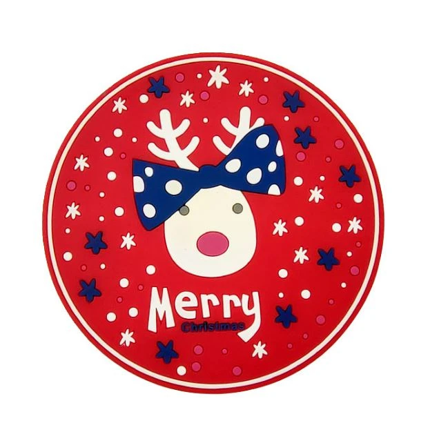 Christmas Soft Pvc Drink Coaster 3D Rubber Coffee Cup Mat