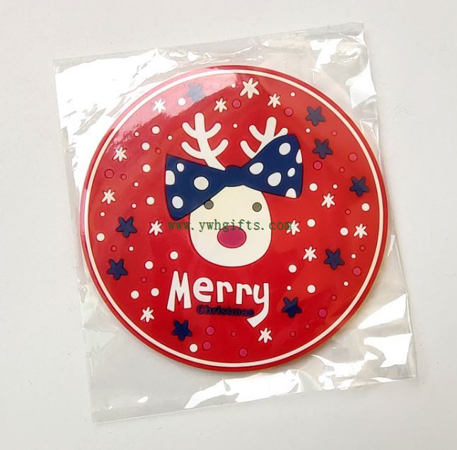 Christmas Soft Pvc Drink Coaster 3D Rubber Coffee Cup Mat