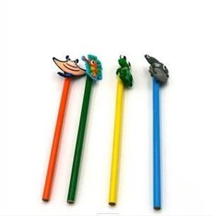 3D Tecknad Silikon Penna Loop PVC Pencil Toppers Cap